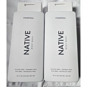 Lot Of 2 Native Body Wash Charcoal 18oz Free Of Sulfate, Paraben, Dye, Phthalate